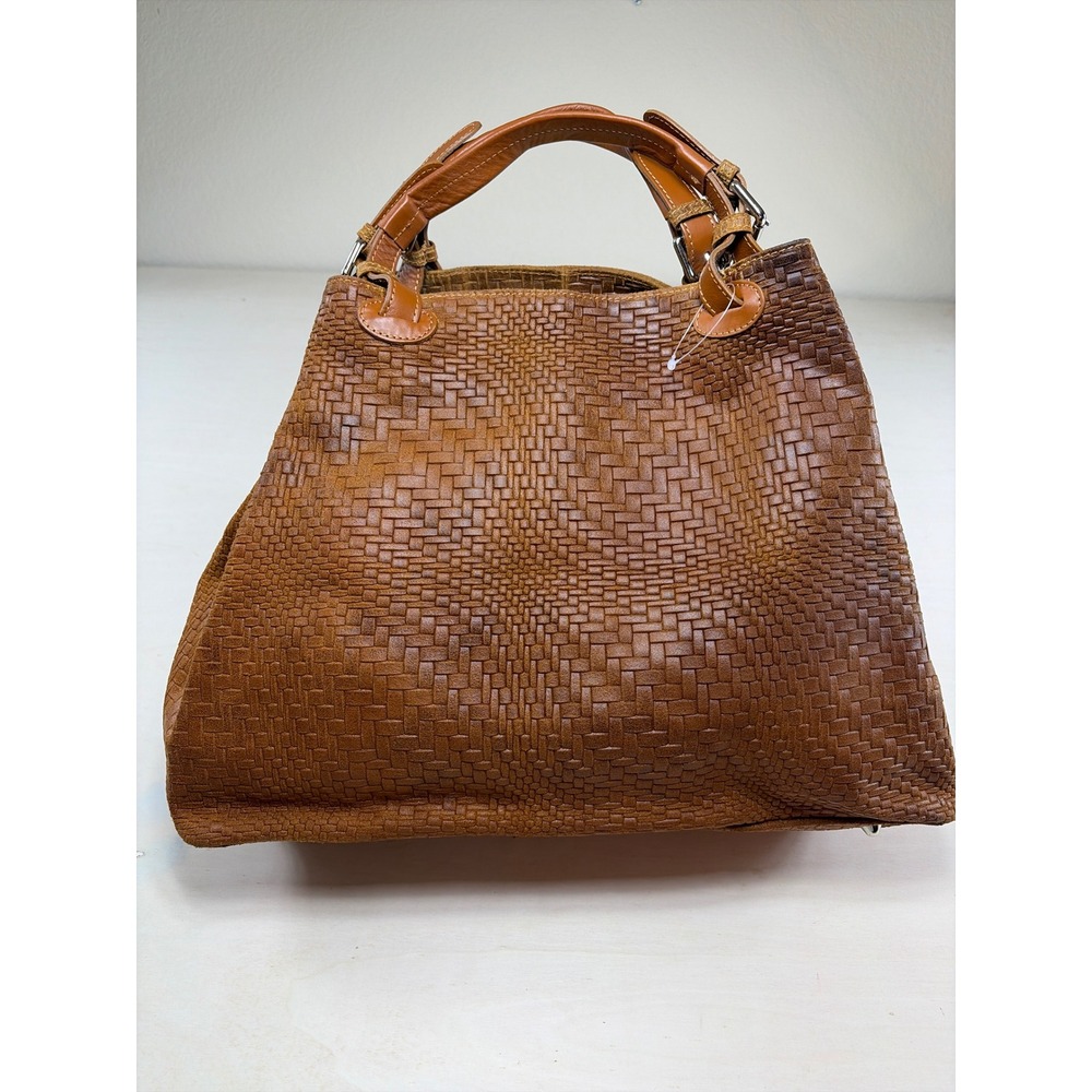 Vera Pelle Woven Leather Tote in Brown